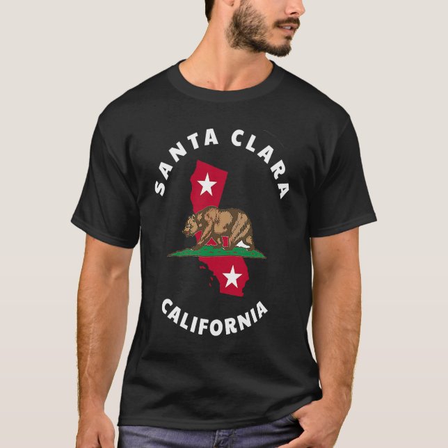 T-shirt Santa Clara California CA Flag and Bear Badge Souv (Devant)