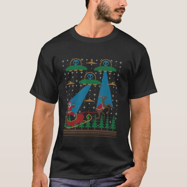 T-shirt Santa Claus Alien Invasion Espace OVNI laide Chris (Devant)