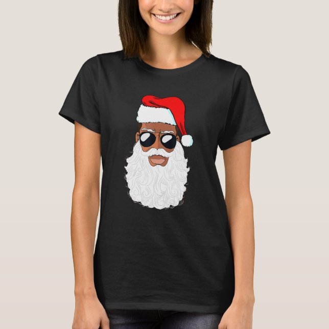 T-shirt Santa Claus Black Xmas Santa Afro African American (Devant)