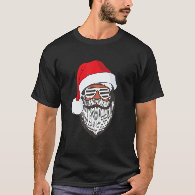 T-shirt Santa Claus Black Xmas Santa Afro African American (Devant)