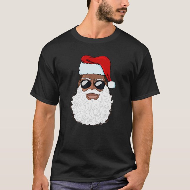 T-shirt Santa Claus Black Xmas Santa Afro African American (Devant)