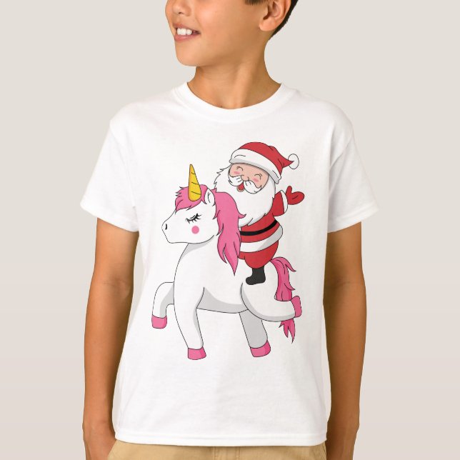 T-shirt santa claus, circonscription de unicorne (Devant)