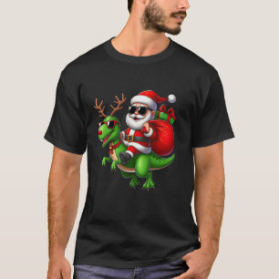 T-shirt Santa Claus équitation Dinosaur Deer Reindeer T Re