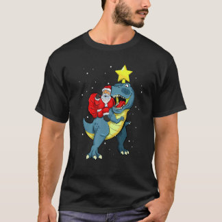 T-shirt Santa Claus équitation Rex Dinosaur Noël Pour Les 