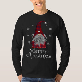 T-shirt Santa Claus Garden Gnome Joyeux Noël Plaid