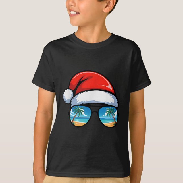 T-shirt Santa Claus Hat Sungles Beach Christmas In July Su (Devant)