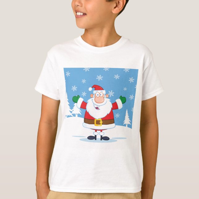 T-shirt Santa Claus in Snowy Winter Scene (Devant)