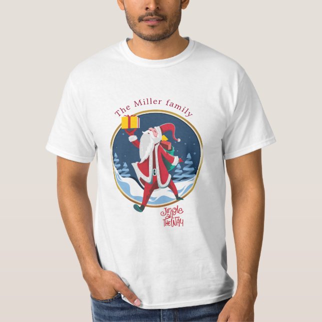 T-shirt santa claus jingle tout le chemin vacances monogra (Devant)
