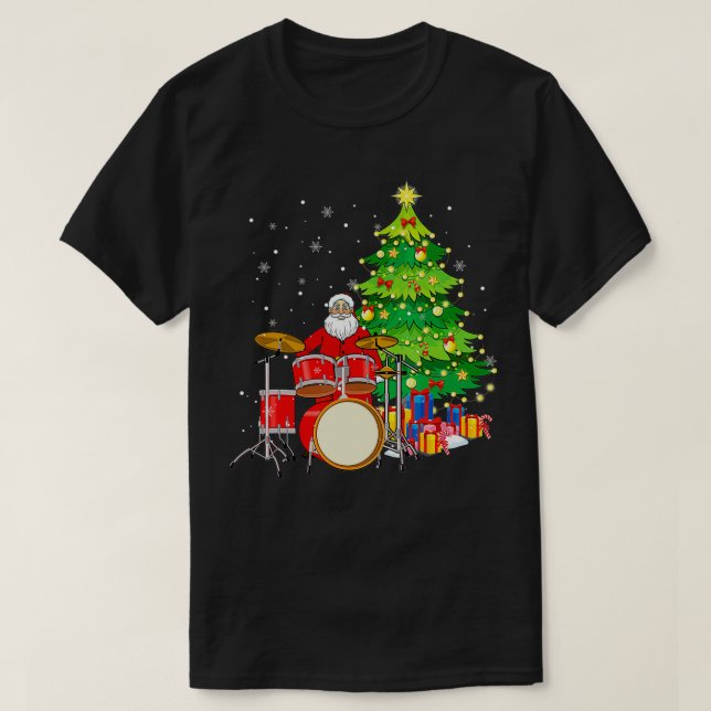 T-shirt Santa Claus Jouer des tambours à proximité de Chri (Design devant)
