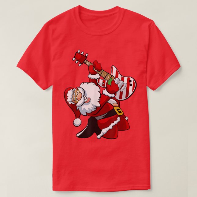 T-shirt Santa Claus Jouer Guitare Matching Famille Noël (Design devant)