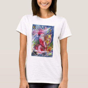 T-shirt SANTA CLAUS JOUER HARP Soirée de Noël musicale