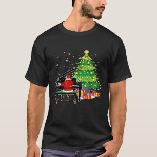 T-shirt Santa Claus Jouer Piano à proximité de l'arbre de