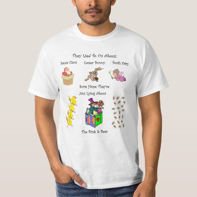 T-shirt Santa Claus~Lapin de Pâques~Fée de dents~Oiseaux e (Devant)