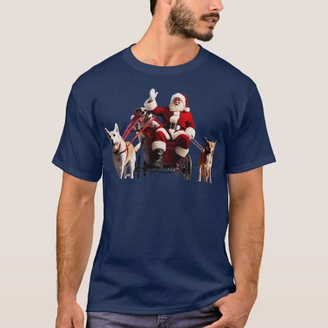T-shirt Santa Claus loves dogs (Devant)