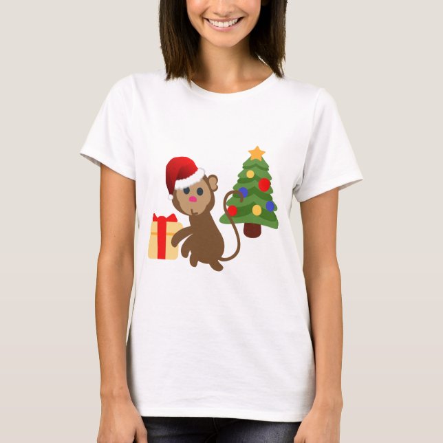 T-shirt santa claus monkey emoji (Devant)