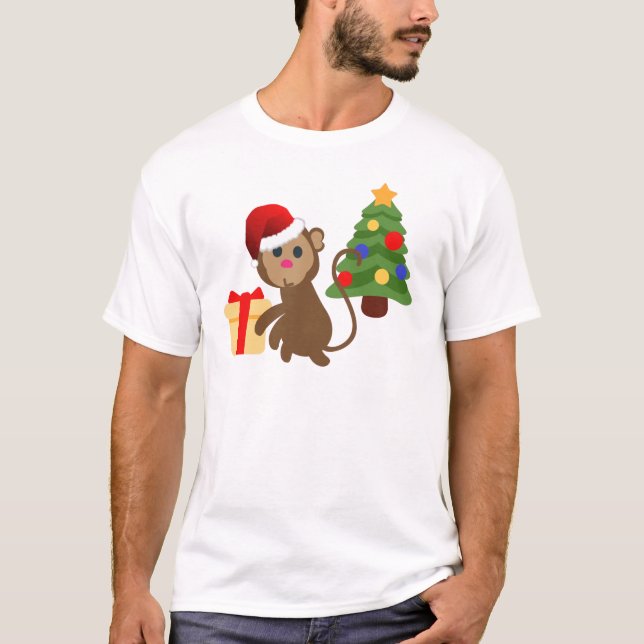 T-shirt santa claus monkey emoji (Devant)