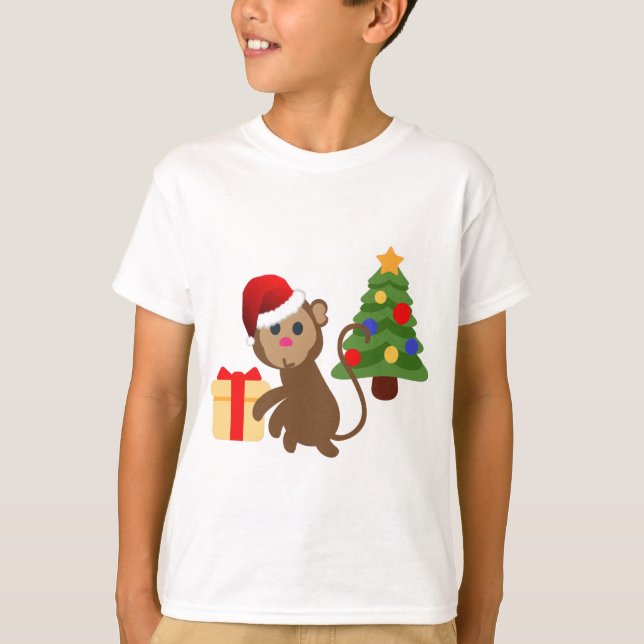 T-shirt santa claus monkey emoji (Devant)