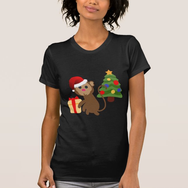 T-shirt santa claus monkey emoji (Devant)