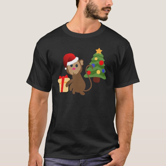 T-shirt santa claus monkey emoji (Devant)