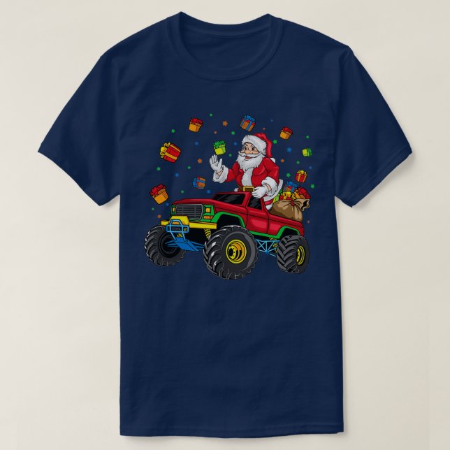 T-shirt santa claus Noël équitation Monster Camion cadeau  (Design devant)