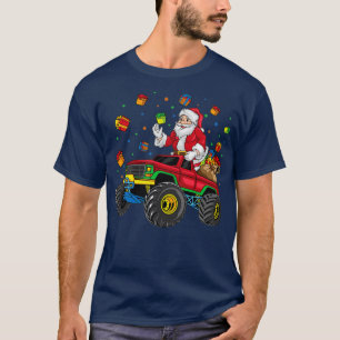 T-shirt santa claus Noël équitation Monster Camion cadeau 