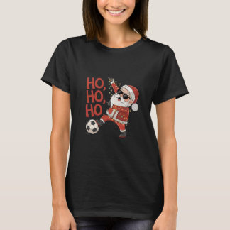T-shirt Santa Claus playing soccer with Christmas lights