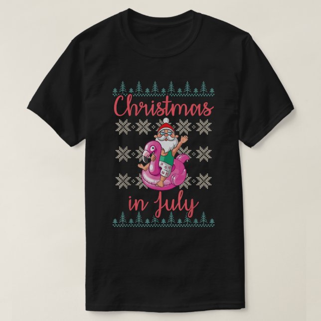 T-shirt Santa Claus Riding Canard Merry Chrismas En Juille (Design devant)