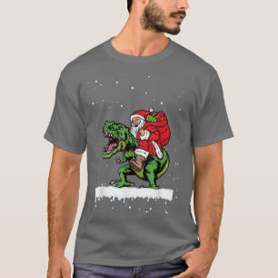 T-shirt Santa Claus Riding Dinosaur T re Christmas Snow 