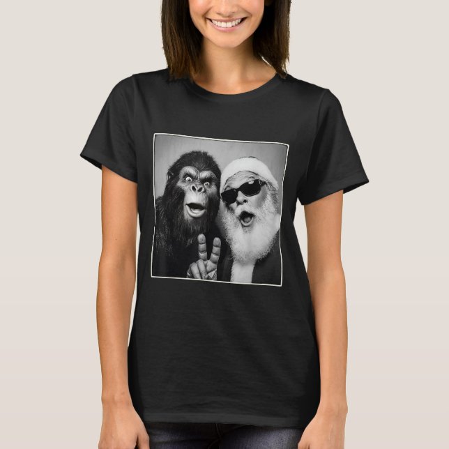 T-shirt Santa Claus Selfie Bigfoot Christmas Funny Sasquat (Devant)