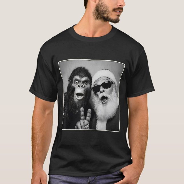 T-shirt Santa Claus Selfie Bigfoot Christmas Funny Sasquat (Devant)