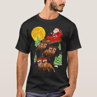 T-shirt Santa Claus Sleigh  Reindeer Foxes Xmas 	 Christma