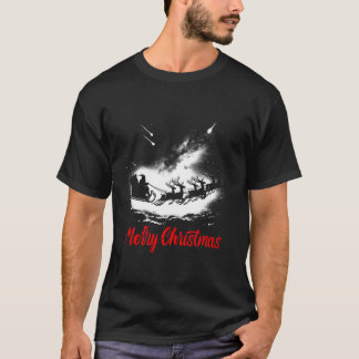 T-shirt Santa Claus Sleigh Reindeer Vintage Père Noël Xmas
