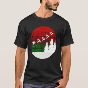 T-shirt Santa Claus Sleigh Rendeer Noël XMas Retro Vi