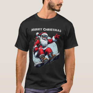 T-shirt Santa Claus Snowboard Joyeux Noël Hiver Ho