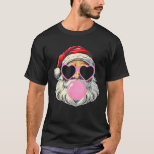 T-shirt Santa Claus soufflant la bulle gomme Lunettes de s