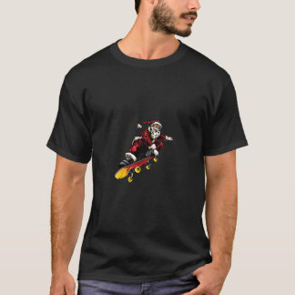 T-shirt Santa Claus Sur Skateboard Drôle cadeau de Noël