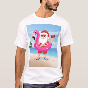 T-shirt Santa Claus with flamingo