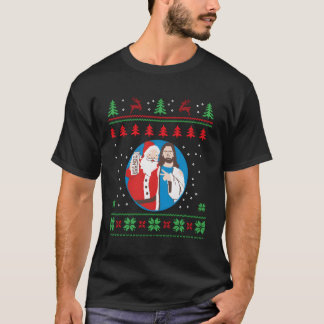 T-shirt Santa Clause Jesus Boire Eggnog Drôle Ugly Chri