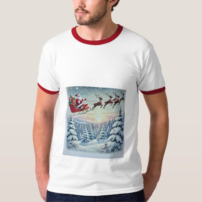 T-shirt Santa Clause Rain Deer T Shirt (Devant)