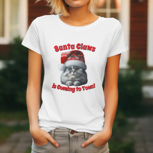T-shirt Santa Claws arrive en ville - Kitty Cat festive