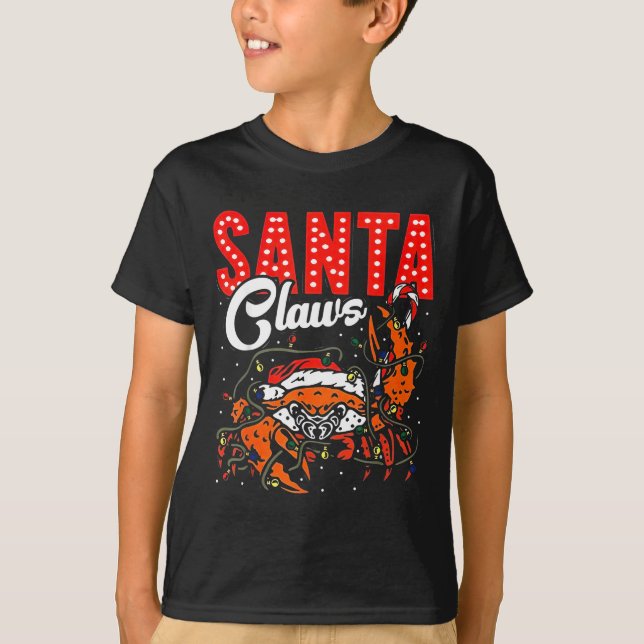 T-shirt Santa Claws Christmas Funny Crab Lights Holiday Ca (Devant)