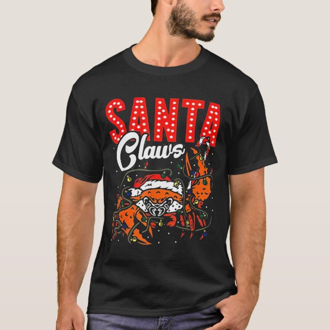 T-shirt Santa Claws Christmas Funny Crab Lights Holiday Ca (Devant)