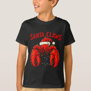 T-shirt Santa Claws drôle homard de Noël avec lumières