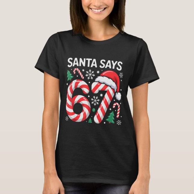 T-shirt Santa dit 67 Six Seven Meme Noël Gen Alpha B (Devant)