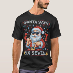 T-shirt Santa dit 6 7 Bling Noël Diamant Rhine