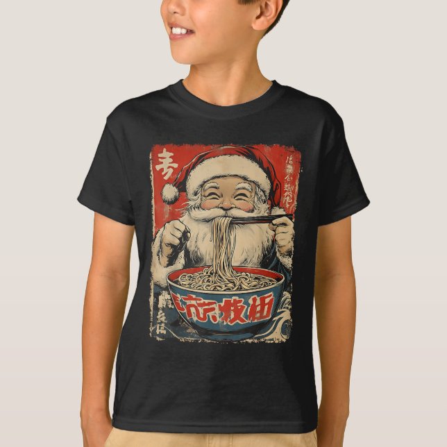 T-shirt Santa Eating Ramen Noodles Ukiyo-e Insred Christma (Devant)