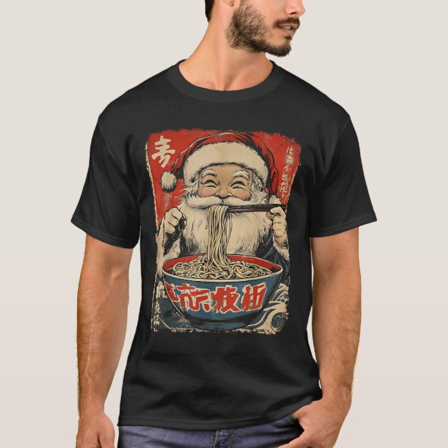 T-shirt Santa Eating Ramen Noodles Ukiyo-e Insred Christma (Devant)