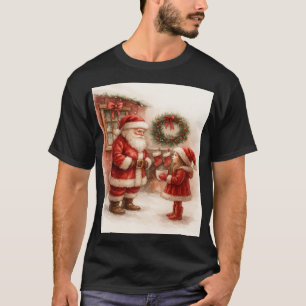 T-shirt Santa et petite fille Noël