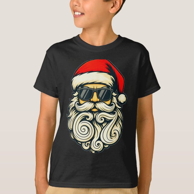 T-shirt Santa Face Retro Sungles 6 7 Christmas 67 Santa Si (Devant)
