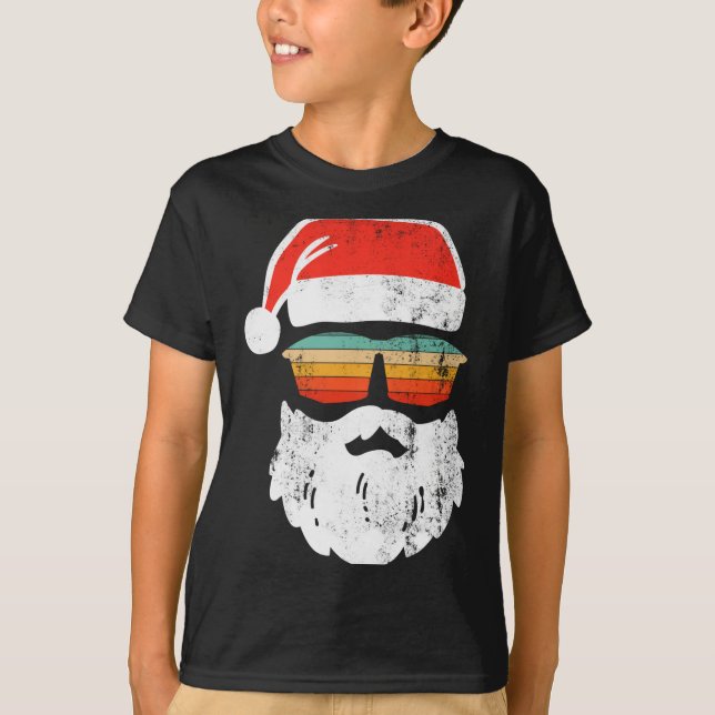 T-shirt Santa Face Retro Sungles Christmas Xmas  (Devant)